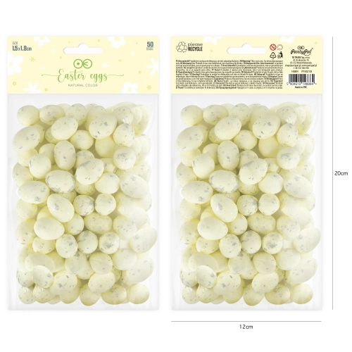 Decorațiuni de Paște mini ouă ecru, set 50 buc.