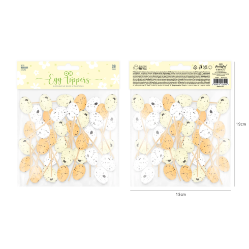Veľkonočné dekorácie prepeličie vajíčka na zápich farebné 36 ks