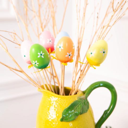 Veľkonočné dekorácie vajíčka na paličke 6 ks