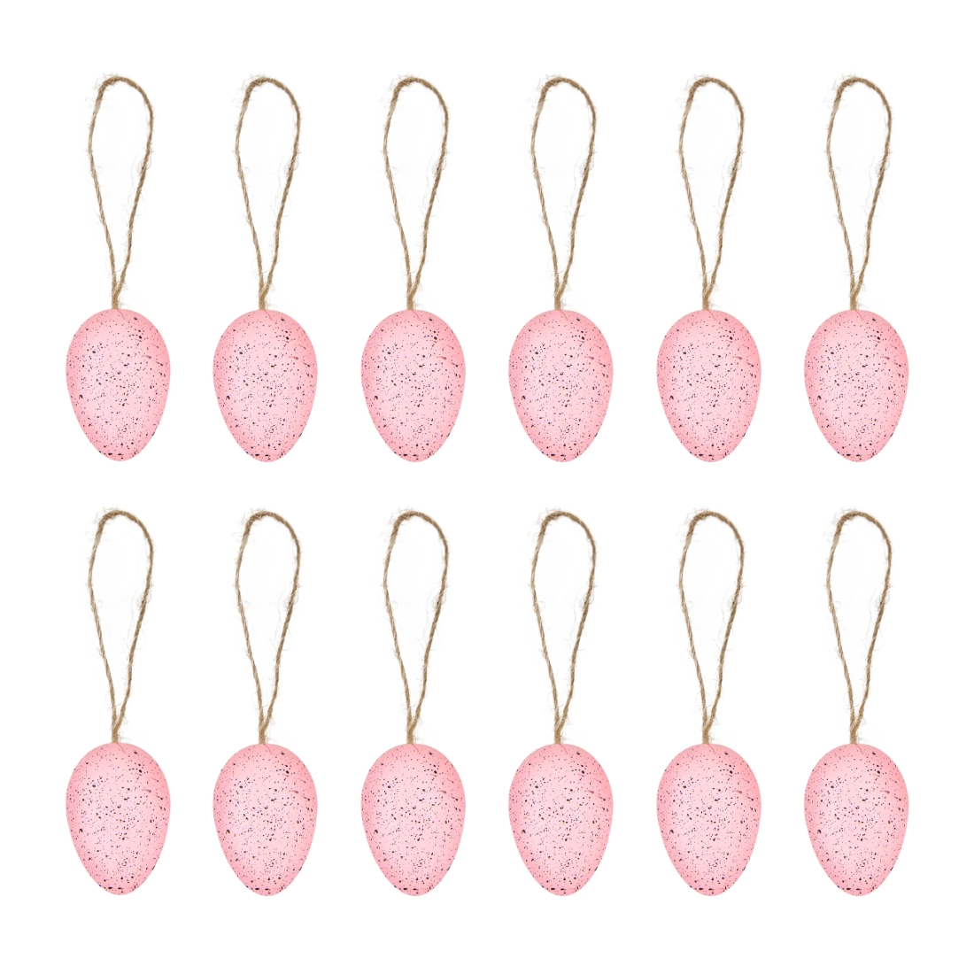 Decorațiuni de Paște ouă roz cu șnur, set 12 buc.