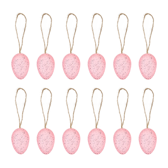 Veľkonočné dekorácie vajíčka so šnúrkou ružové 12 ks
