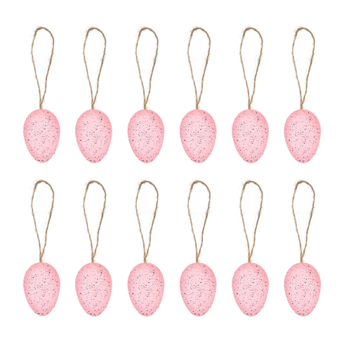 Veľkonočné dekorácie vajíčka so šnúrkou ružové 12 ks