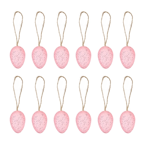 Húsvéti tojás dekorációk zsinórral, rózsaszín, 12 db
