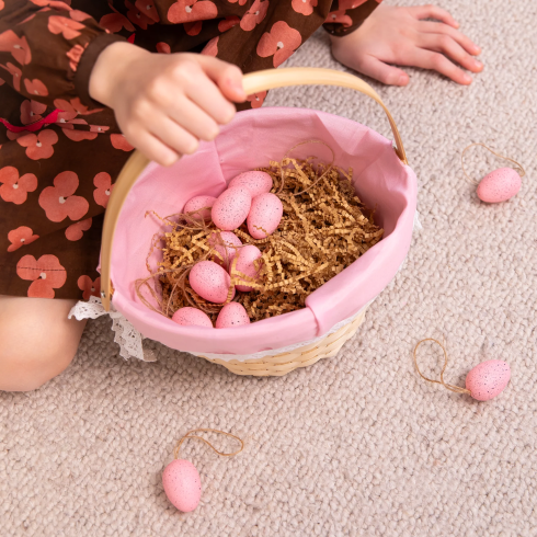 Veľkonočné dekorácie vajíčka so šnúrkou ružové 12 ks