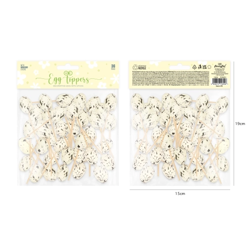 Húsvéti dekoratív beszúrható tojások, bézs, 36 db