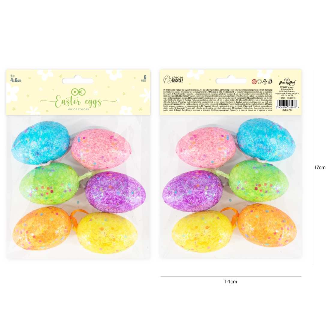 Decorațiuni de Paște agățate, ouă, set 6 bucăți, mix