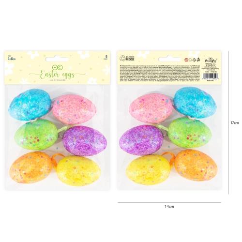 Decorațiuni de Paște agățate, ouă, set 6 bucăți, mix