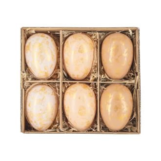 Veľkonočné závesné dekorácie vajíčka béžové zlaté 6 ks