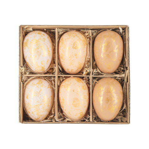 Veľkonočné závesné dekorácie vajíčka béžové zlaté 6 ks