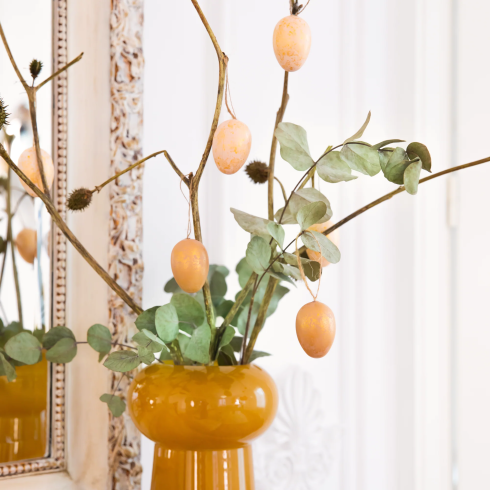 Veľkonočné závesné dekorácie vajíčka béžové zlaté 6 ks