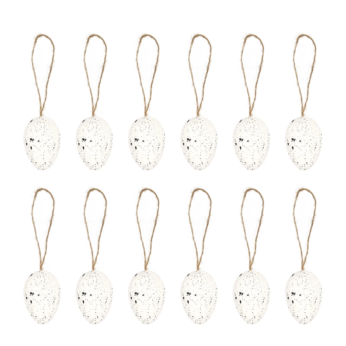 Decorațiuni de Paște suspendate, ouă albe, 12 buc.