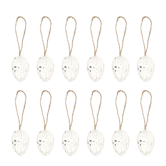 Veľkonočné závesné dekorácie vajíčka biele 12 ks