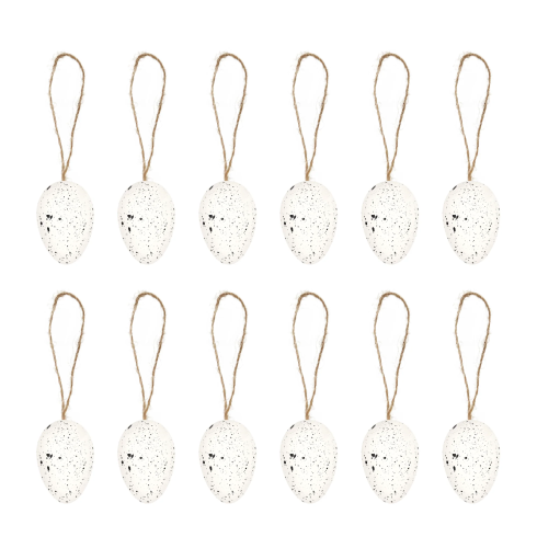 Veľkonočné závesné dekorácie vajíčka biele 12 ks