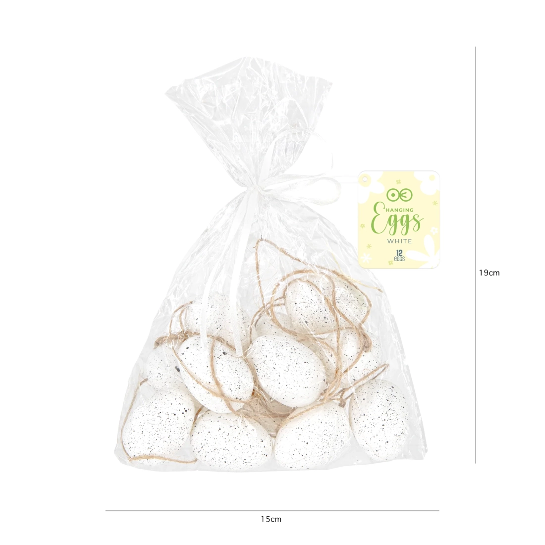 Decorațiuni de Paște suspendate, ouă albe, 12 buc.