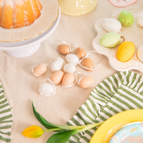 Decorațiuni pascale suspendate ouă maro, set 12 buc.