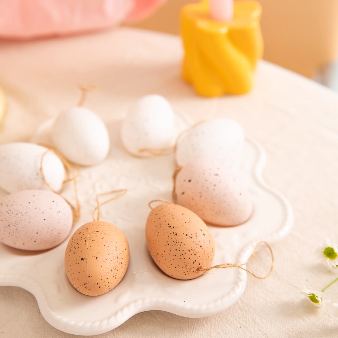 Decorațiuni de Paște agățate, ouă maro, 6 buc.