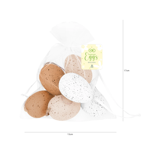 Veľkonočné závesné dekorácie vajíčka hnedé 6 ks