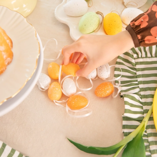 Decorațiuni de Paște suspendate, ouă portocalii, set 12 buc.