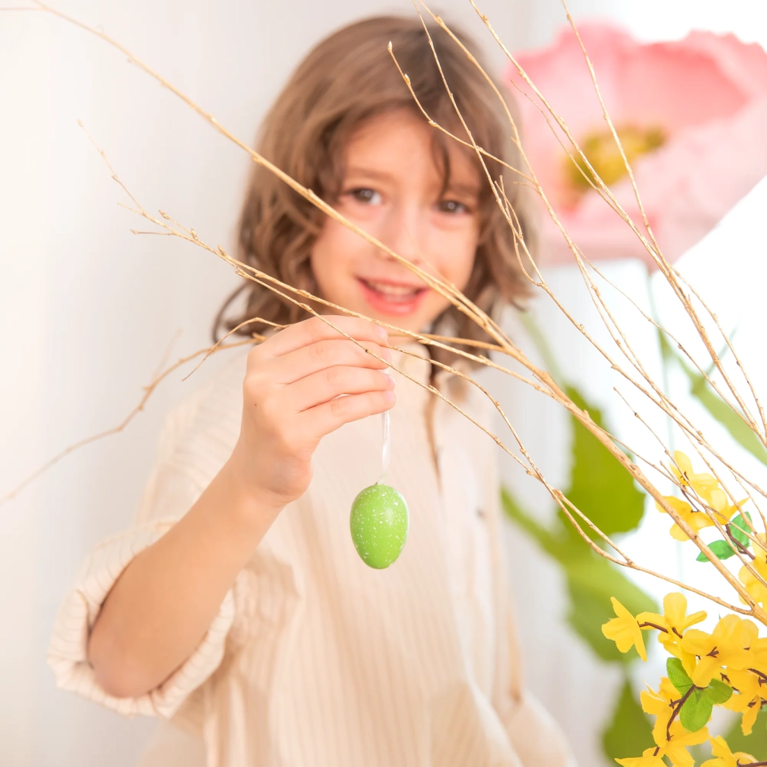 Decorațiuni de Paște suspendate ouă verzi, set 12 buc.