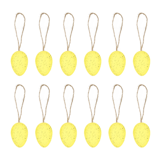 Veľkonočné závesné dekorácie vajíčka žlté 12 ks