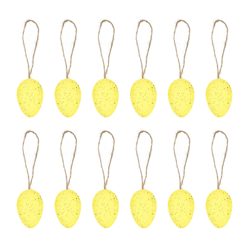 Veľkonočné závesné dekorácie vajíčka žlté 12 ks