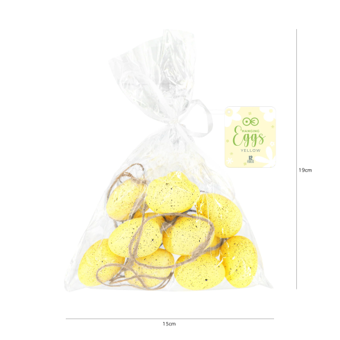 Veľkonočné závesné dekorácie vajíčka žlté 12 ks