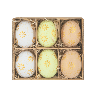 Veľkonočné závesné dekorácie vyduté vajíčka 6 ks