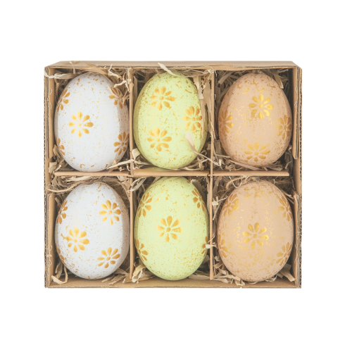 Veľkonočné závesné dekorácie vyduté vajíčka 6 ks