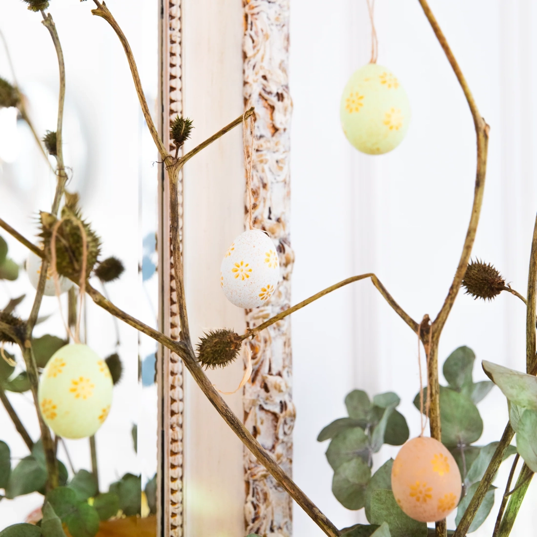 Decorațiuni suspendate de Paște, ouă bombate, set 6 buc.