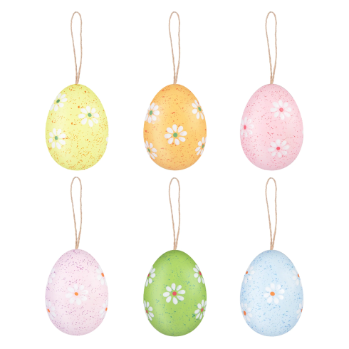 Veľkonočné závesné dekorácie z vajíčok mix farieb 6 ks