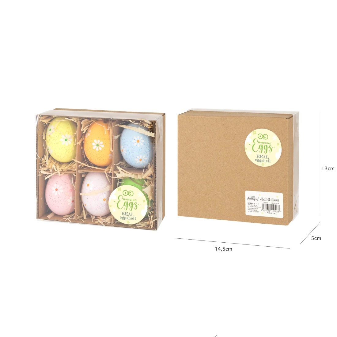 Decorațiuni de Paște suspendate din ouă, mix de culori, 6 buc.