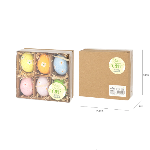 Veľkonočné závesné dekorácie z vajíčok mix farieb 6 ks