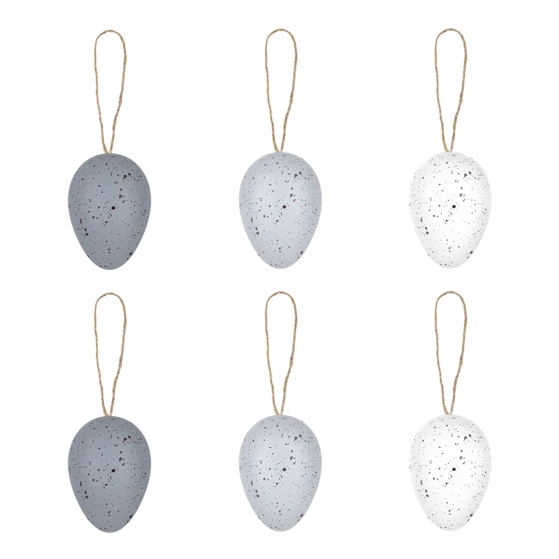 Ouă de Paște ornamentale suspendate, gri, set 6 buc.
