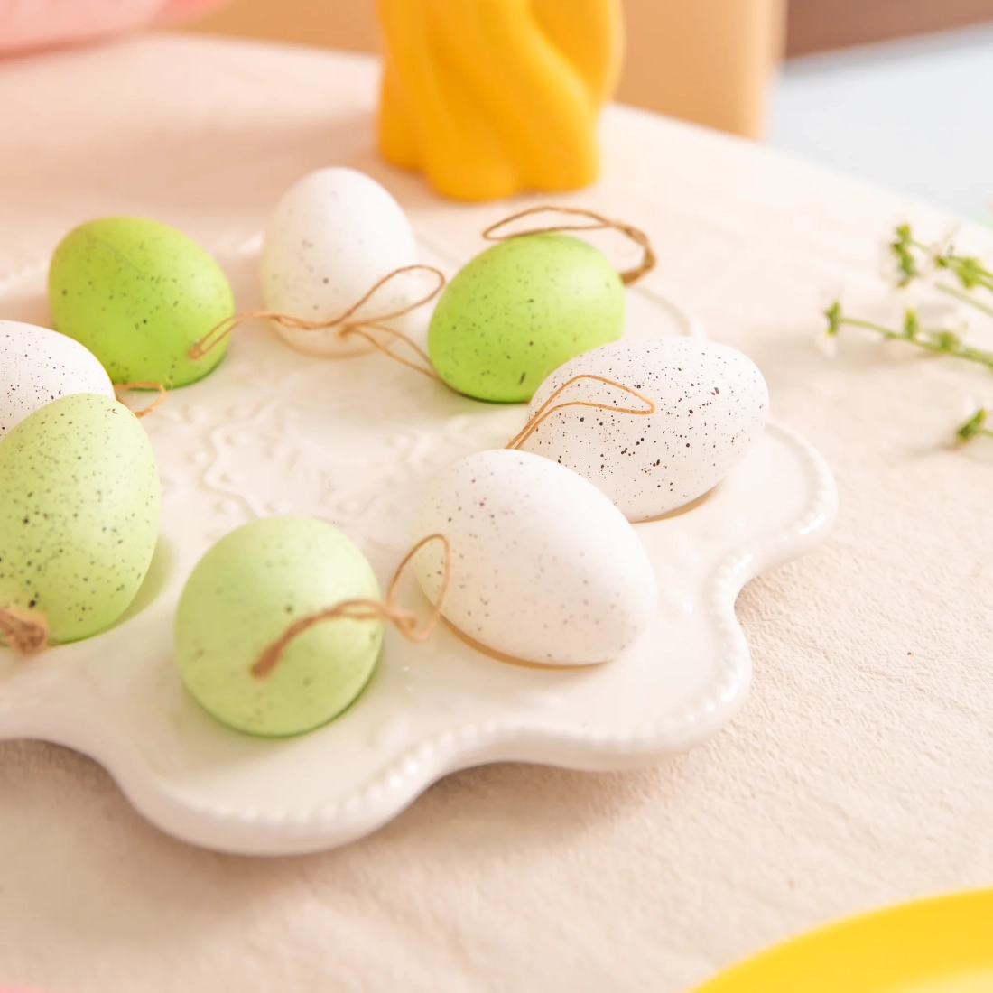 Ouă de Paște suspendate, verzi, set 6 buc