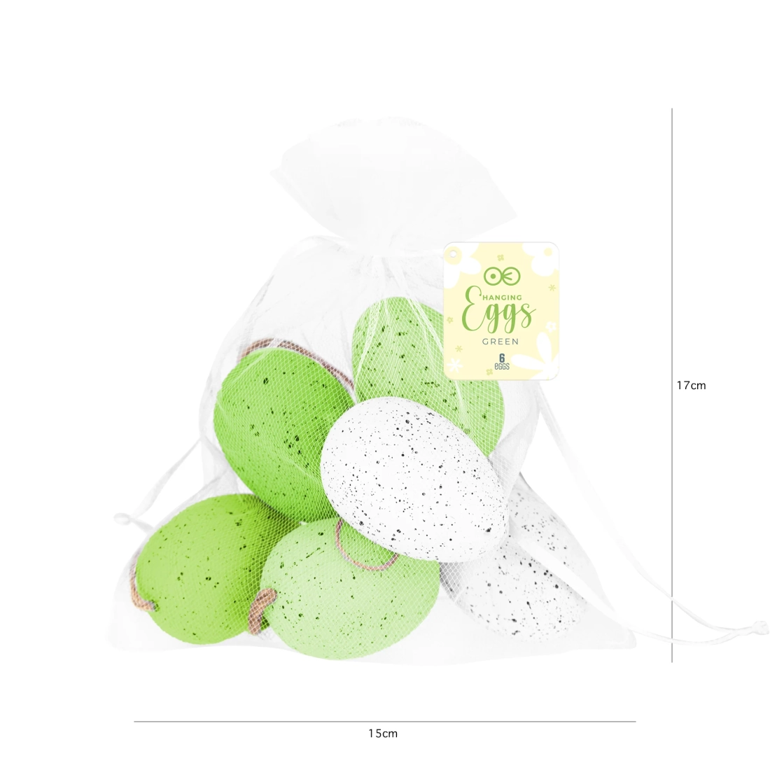 Ouă de Paște suspendate, verzi, set 6 buc