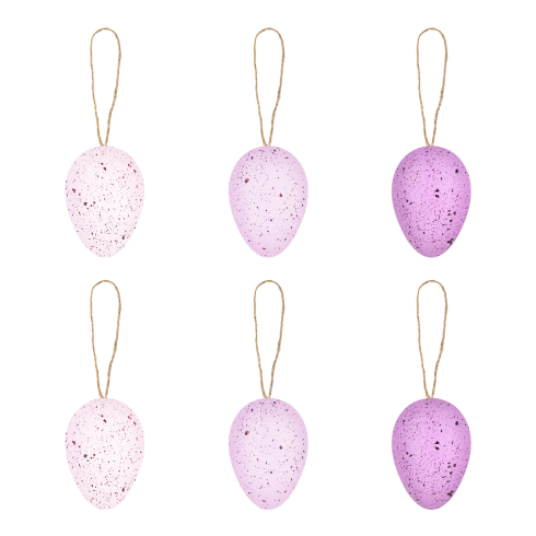 Veľkonočné závesné vajíčka dekorácia fialové 6 ks