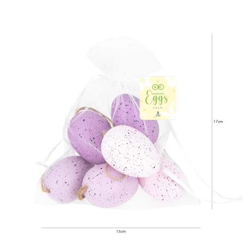 Veľkonočné závesné vajíčka dekorácia fialové 6 ks