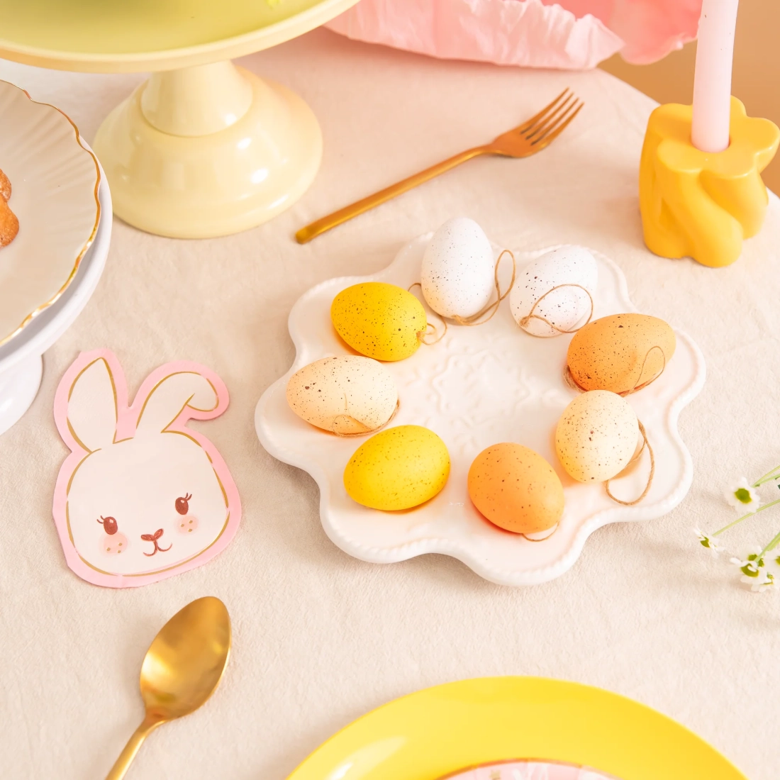 Ouă de Paște din plastic, suspendate, portocalii, set 6 buc.