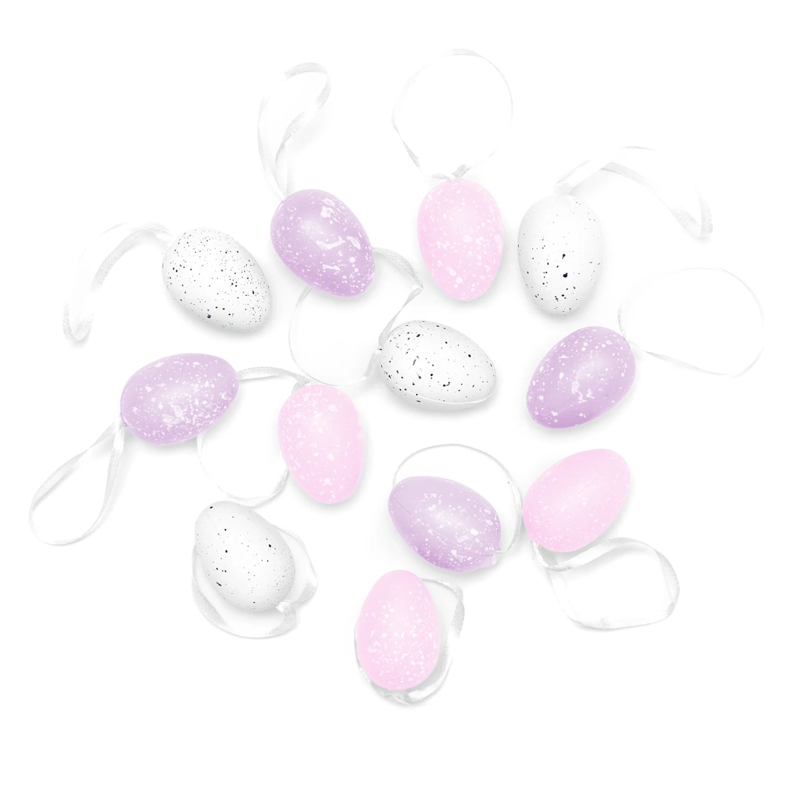 Ouă de Paște suspendate din plastic, mov, set 12 buc.
