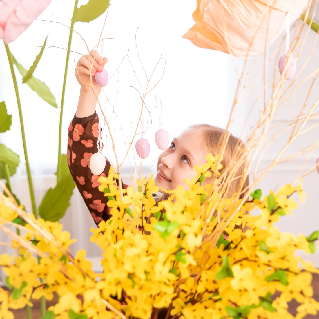 Ouă de Paște suspendate din plastic, mov, set 12 buc.