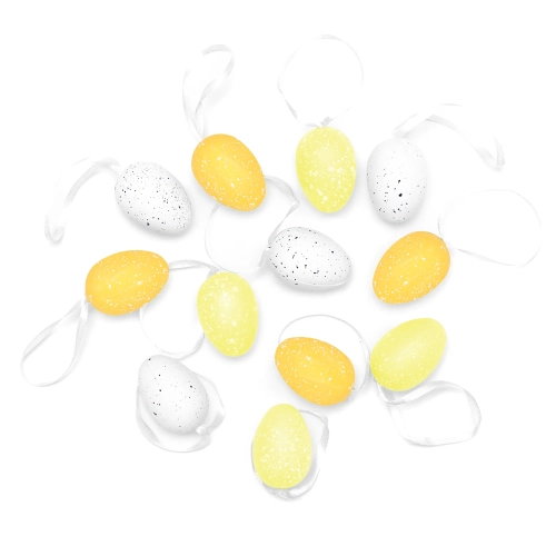 Húsvéti akasztós műanyag tojások, sárga, 12 db