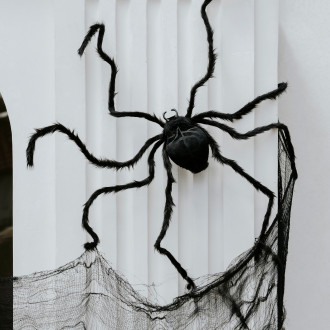 Nagy fekete pók dekoráció 103x75 cm – Halloweenre, beltérre és kültérre