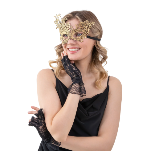 Party krona z venčkom, zlata, 23 x 14 cm