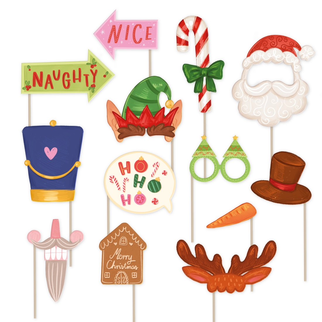 Karácsonyi fotórekvizitek fotózáshoz – 13 darabos készlet