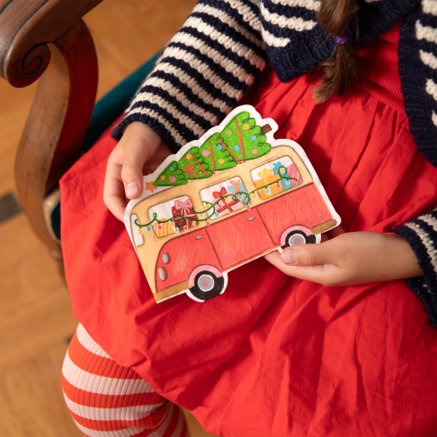 Karácsonyi papírszalvéta autóval és karácsonyfával, 10 db