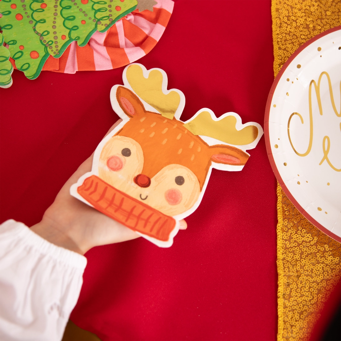 Karácsonyi papír szalvéták rénszarvassal, 10 db