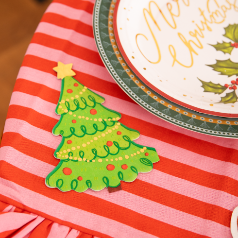 Karácsonyi papír szalvéta, fenyőfa mintás, 10 db