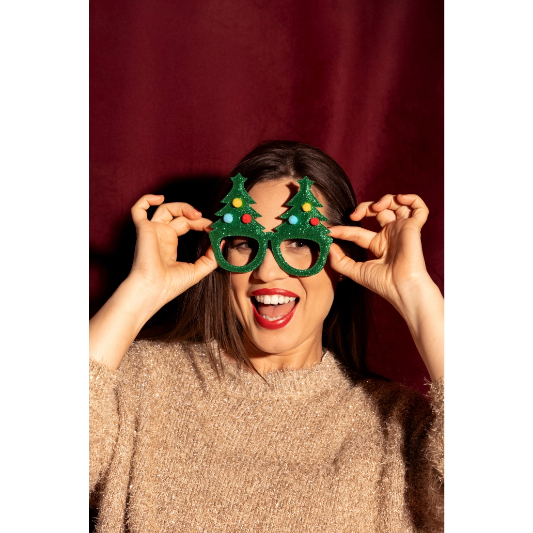 Karácsonyi parti szemüveg, fenyőfa, vegyes színek