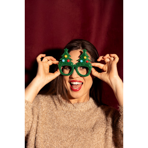 Božična party očala v obliki smrečice, mešane barve