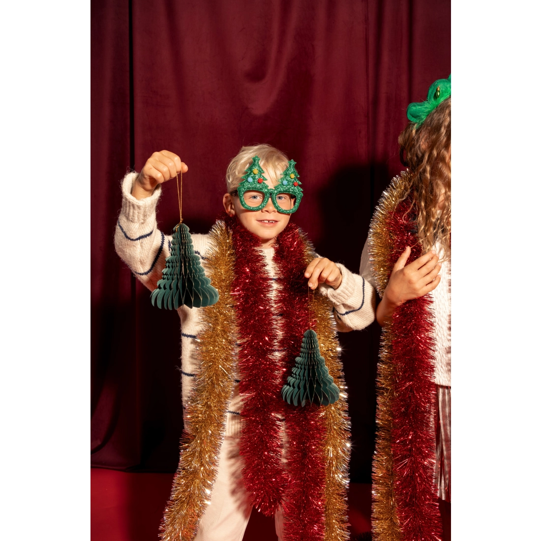 Karácsonyi parti szemüveg, fenyőfa, vegyes színek